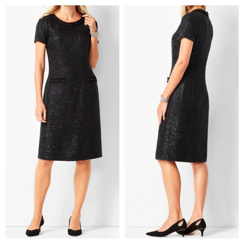 Talbots Black Sparkle Tweed Sheath Dress - Picture 3 of 8